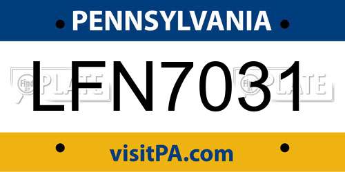 LFN7031 Pennsylvania License Plate