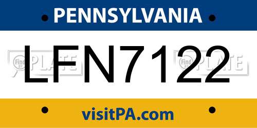 LFN7122 Pennsylvania License Plate