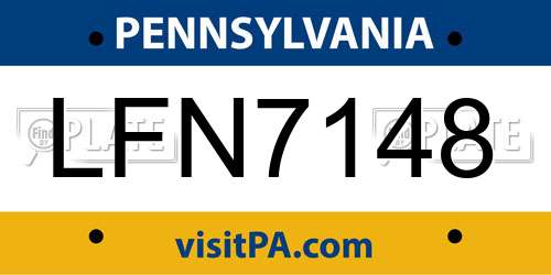 LFN7148 Pennsylvania License Plate