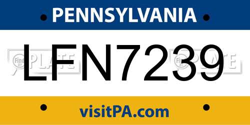 LFN7239 Pennsylvania License Plate