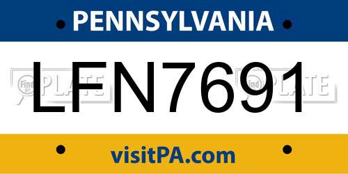 LFN7691 Pennsylvania License Plate