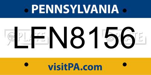 LFN8156 Pennsylvania License Plate