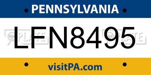 LFN8495 Pennsylvania License Plate