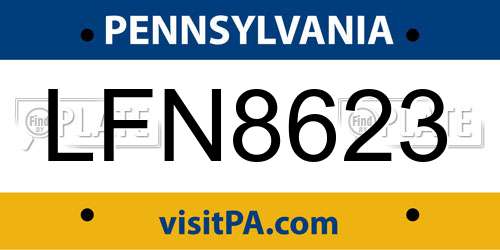 LFN8623 Pennsylvania License Plate