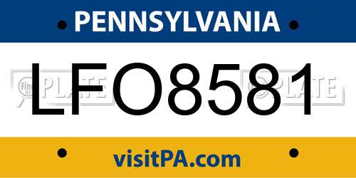 LFO8581 Pennsylvania License Plate