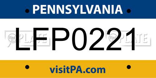 LFP0221 Pennsylvania License Plate
