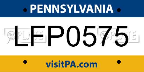 LFP0575 Pennsylvania License Plate