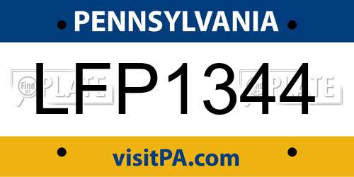 LFP1344 Pennsylvania License Plate