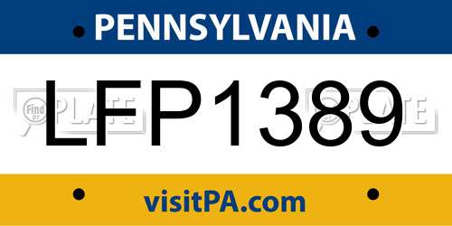 LFP1389 Pennsylvania License Plate