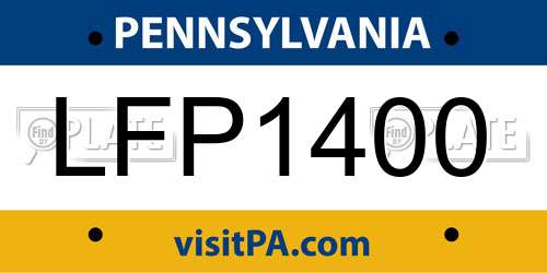 LFP1400 Pennsylvania License Plate