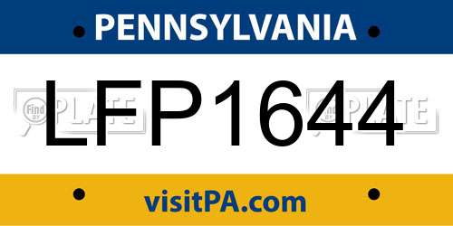LFP1644 Pennsylvania License Plate
