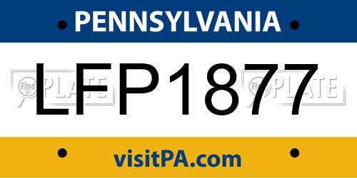 LFP1877 Pennsylvania License Plate