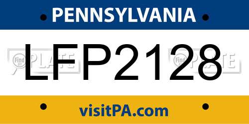LFP2128 Pennsylvania License Plate