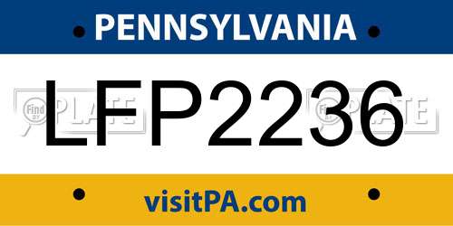 LFP2236 Pennsylvania License Plate