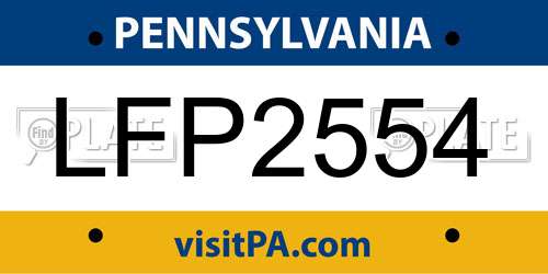 LFP2554 Pennsylvania License Plate