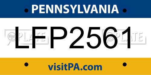 LFP2561 Pennsylvania License Plate