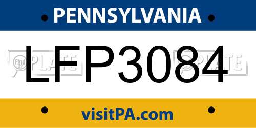 LFP3084 Pennsylvania License Plate