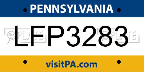 LFP3283 Pennsylvania License Plate