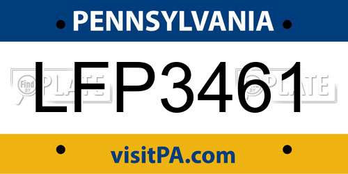 LFP3461 Pennsylvania License Plate