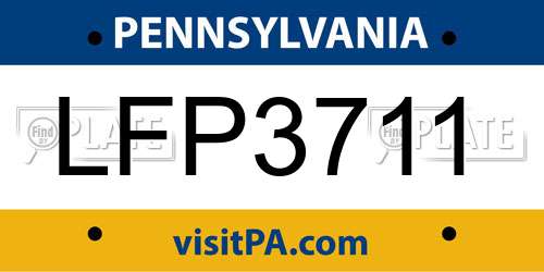 LFP3711 Pennsylvania License Plate