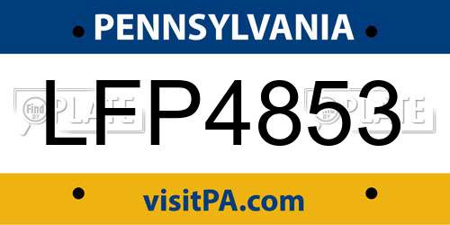 LFP4853 Pennsylvania License Plate