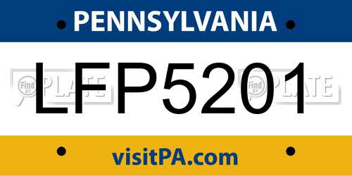 LFP5201 Pennsylvania License Plate