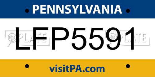 LFP5591 Pennsylvania License Plate