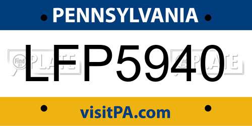 LFP5940 Pennsylvania License Plate