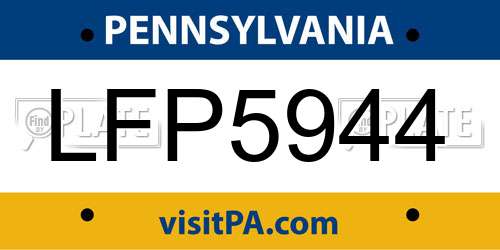 LFP5944 Pennsylvania License Plate