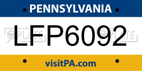 LFP6092 Pennsylvania License Plate