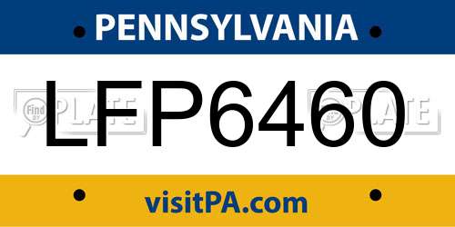LFP6460 Pennsylvania License Plate