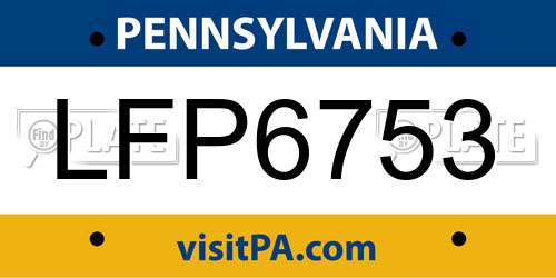 LFP6753 Pennsylvania License Plate