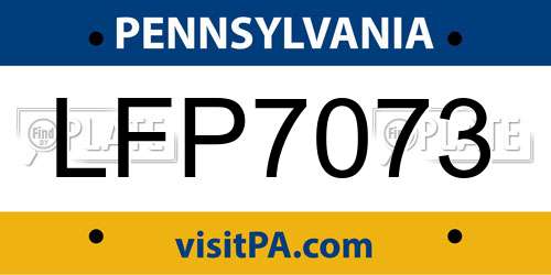 LFP7073 Pennsylvania License Plate