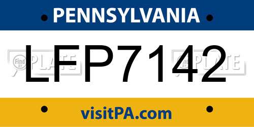 LFP7142 Pennsylvania License Plate
