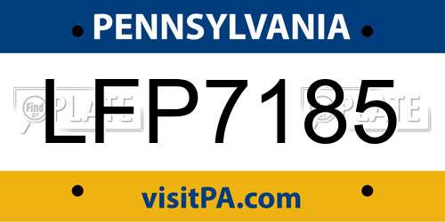 LFP7185 Pennsylvania License Plate