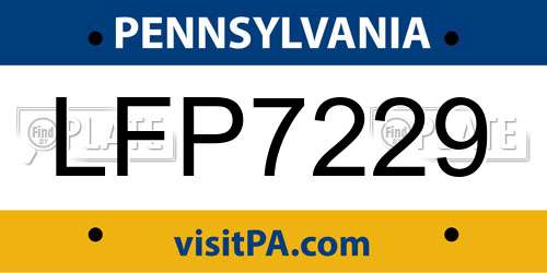 LFP7229 Pennsylvania License Plate