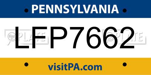 LFP7662 Pennsylvania License Plate