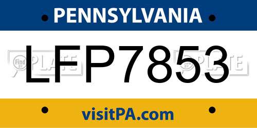 LFP7853 Pennsylvania License Plate