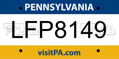 LFP8149 Pennsylvania License Plate