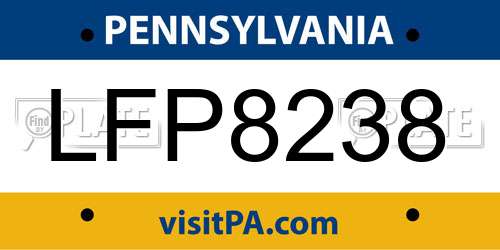 LFP8238 Pennsylvania License Plate
