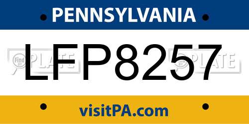 LFP8257 Pennsylvania License Plate