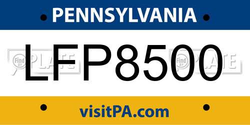 LFP8500 Pennsylvania License Plate