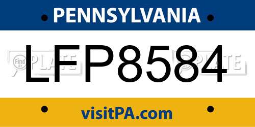 LFP8584 Pennsylvania License Plate