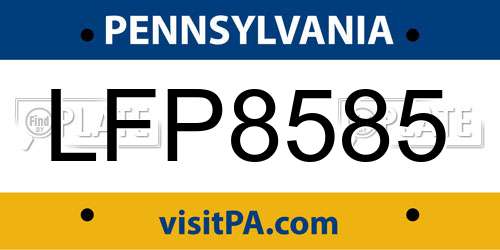 LFP8585 Pennsylvania License Plate