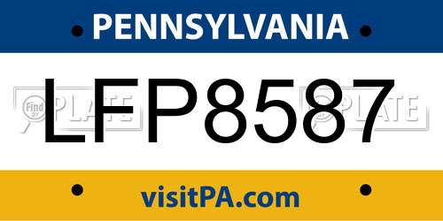 LFP8587 Pennsylvania License Plate