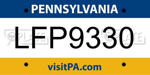 LFP9330 Pennsylvania License Plate