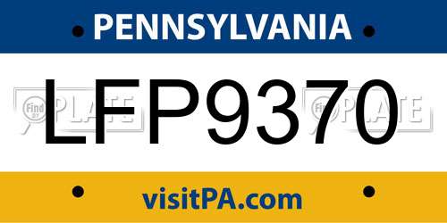 LFP9370 Pennsylvania License Plate