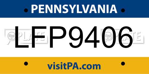 LFP9406 Pennsylvania License Plate