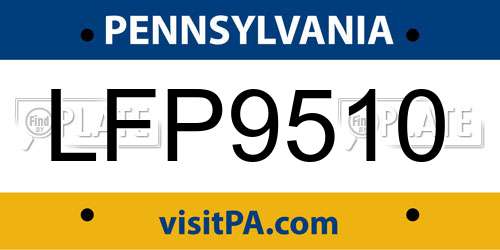 LFP9510 Pennsylvania License Plate