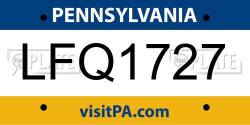 LFQ1727 Pennsylvania License Plate